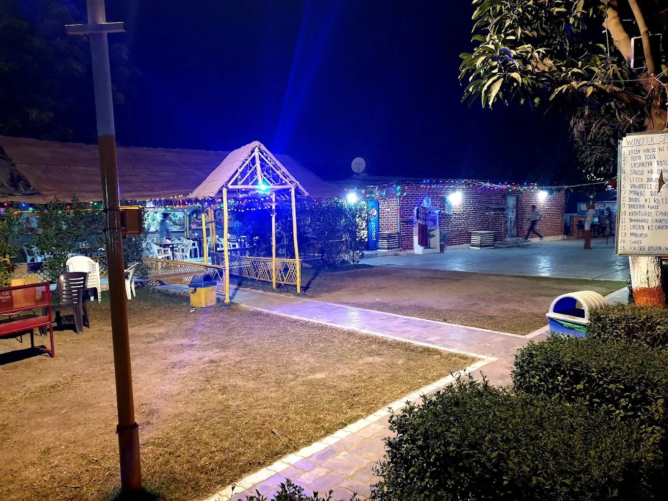 The courtyard at Mangal Murti at night